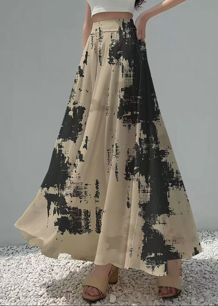 Women Apricot Tie Dye Exra Large Hem Chiffon Skirt Summer