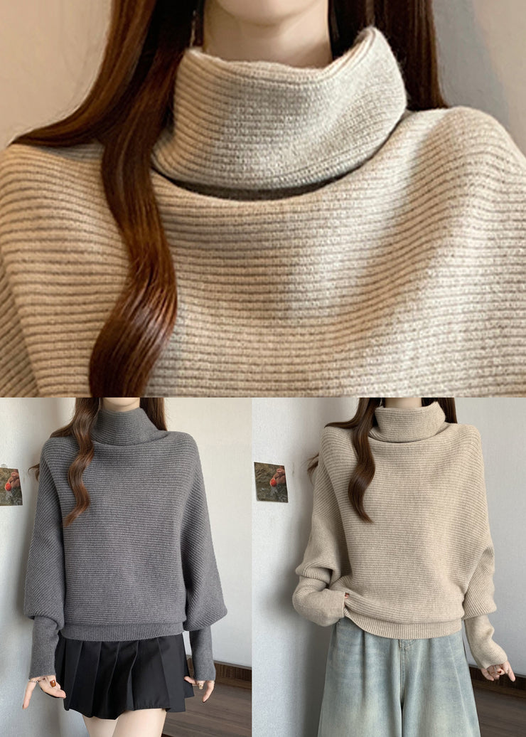 Women Apricot Turtleneck Thick Knit Sweater Winter