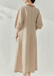 Women Apricot V Neck Maxi Dresses Fall