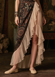 Women Asymmetrical Patchwork Ruffles Chiffon Evening Dress Summer