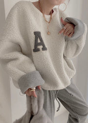 Women Beige Drawstring Cozy Solid Sweatshirt Batwing Sleeve