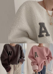Women Beige Drawstring Cozy Solid Sweatshirt Batwing Sleeve