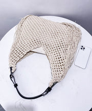 Women Beige Hollow Out Tasseled Woven Shoulder Bags