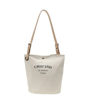 Women Beige Letter Large Capacity Canvas Shoulder Bag