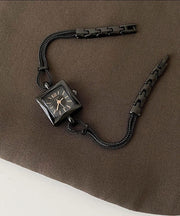 Women Black Alloy Chain Hardlex Crystal Square Watches