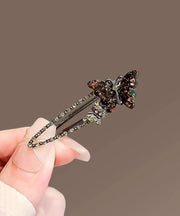 Women Black Alloy Zircon Coloured Glaze Butterfly Hairpin