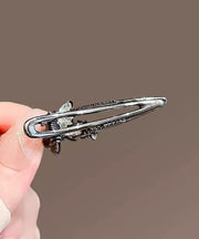 Women Black Alloy Zircon Coloured Glaze Butterfly Hairpin