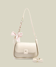 Women Black Bow Solid Durable Faux Leather Micro Bag