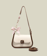 Women Black Bow Solid Durable Faux Leather Micro Bag