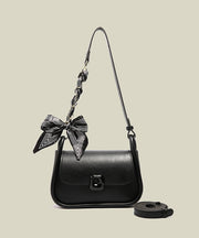 Women Black Bow Solid Durable Faux Leather Micro Bag