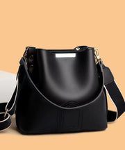Women Black Large Capacity Faux Leather Bucket Bag