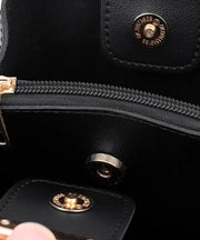 Women Black Large Capacity Faux Leather Bucket Bag