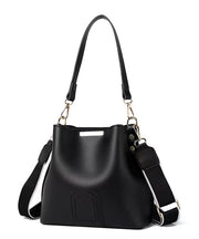 Women Black Large Capacity Faux Leather Bucket Bag