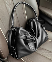 Women Black Large Capacity Faux Leather Shoulder Bag