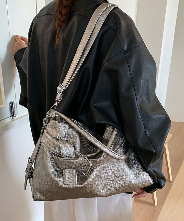 Women Black Large Capacity Faux Leather Shoulder Bag