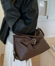 Women Black Large Capacity Faux Leather Shoulder Bag