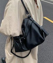 Women Black Large Capacity Faux Leather Shoulder Bag