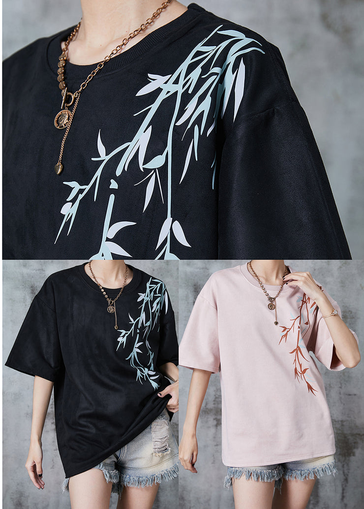 Women Black Oversized Print Cotton Tank Tops Summer