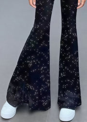 Women Black Rhinestone Mesh Tulle Flare Bottoms Summer