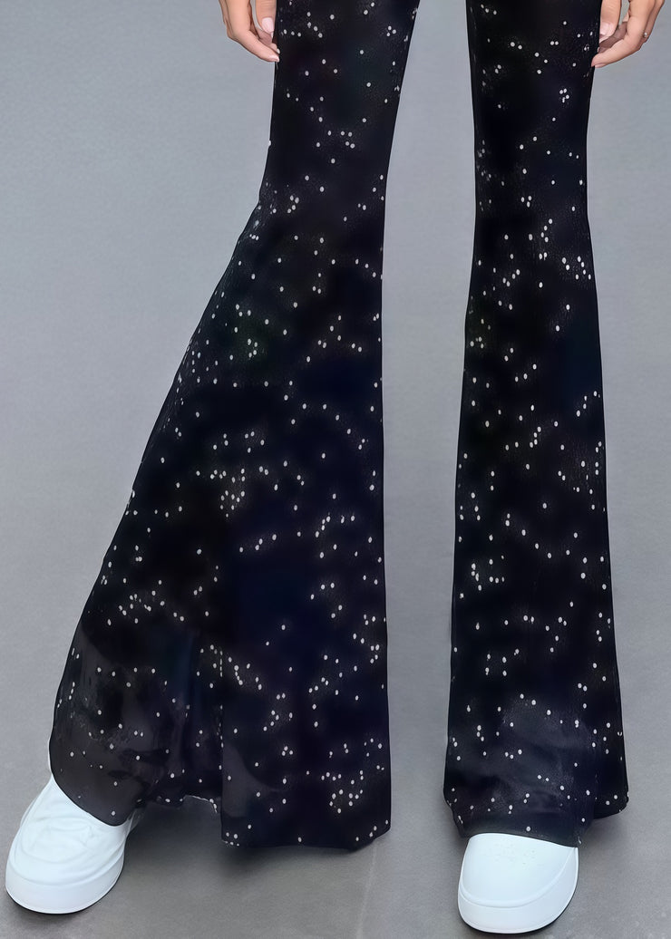 Women Black Rhinestone Mesh Tulle Flare Bottoms Summer