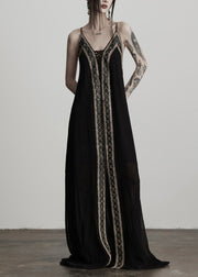 Women Black Tunic Patchwork Lace Cami Dress Summer