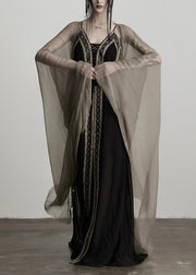 Women Black Tunic Patchwork Lace Cami Dress Summer