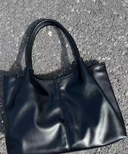 Women Black Versatile Faux Leather Satchel Handbag