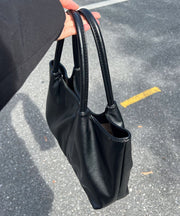 Women Black Versatile Faux Leather Satchel Handbag