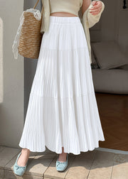 Women Black Wrinkled Elastic Waist Chiffon Skirt Summer