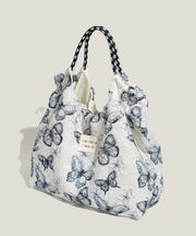 Women Blue Butterfly Large Capacity Canvas Tote Bags