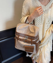 Women Blue Faux Leather Patchwork Backpack Bag