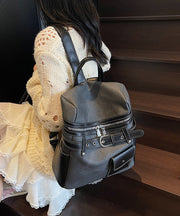 Women Blue Faux Leather Patchwork Backpack Bag