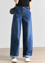 Women Blue High Waist Denim Pants Summer