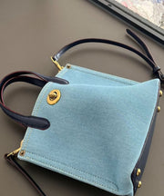 Women Blue Large Capacity Solid Durable Denim Tote Handbag
