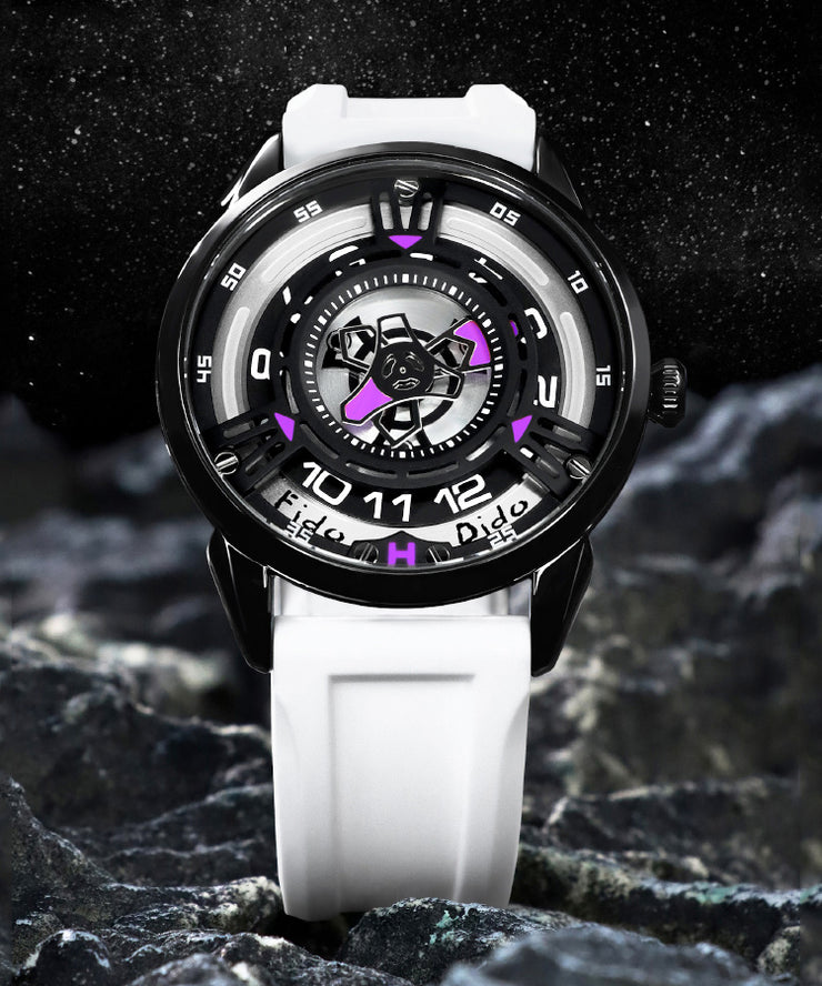 Women Blue Silicone Rubber Waterproof Hollow Out Watches