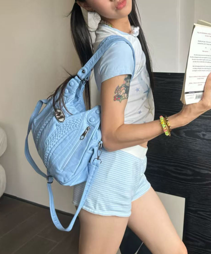 Women Blue Solid Durable Faux Leather Shoulder Bags