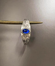 Women Blue Sterling Silver Crystal Bangle