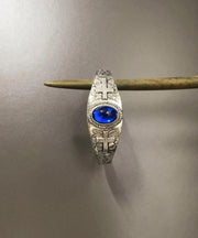 Women Blue Sterling Silver Crystal Bangle