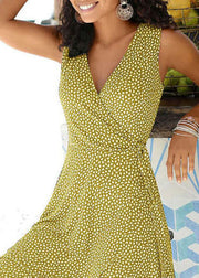 Women Blue V Neck Print Wrinkled Mid Dresses Sleeveless