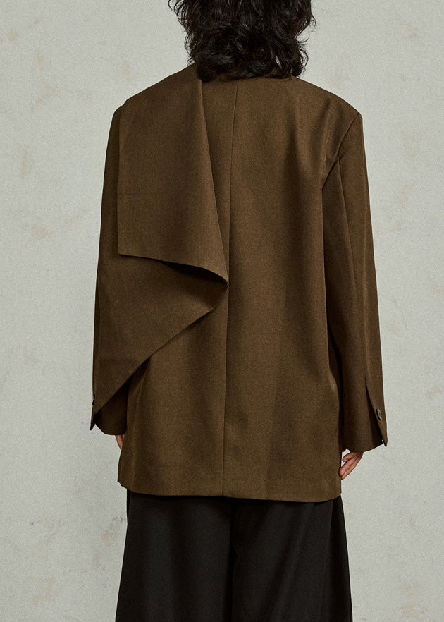 Women Brown Bow Pockets Patchwork Coats Fall