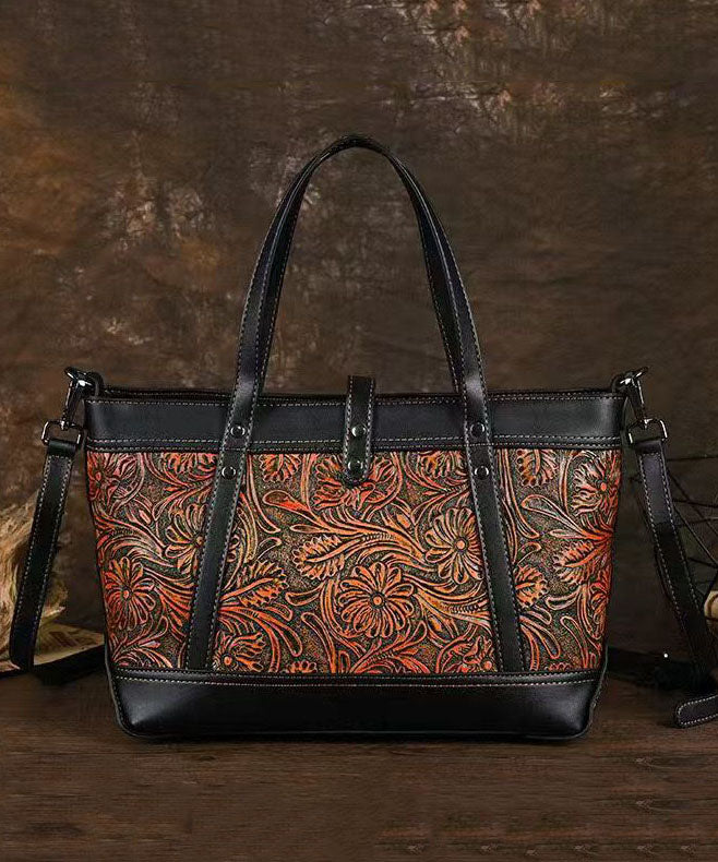Women Brown Embossed Faux Leather Tote Bag