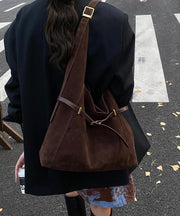 Women Brown Large Capacity Suede Shoulder Bag