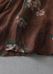 Women Brown Oversized Print Cotton Pants Fall