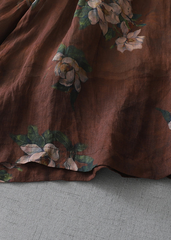 Women Brown Oversized Print Cotton Pants Fall