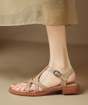 Women Caramel Hollow Out Splicing Walking Sandals Peep Toe