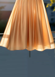 Women Champagne Gold Embroidered High Waist Cotton Skirts Summer