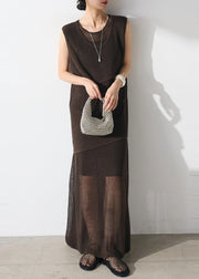 Women Chocolate Asymmetrical Tulle Two Piece Set Women Clothing Summer