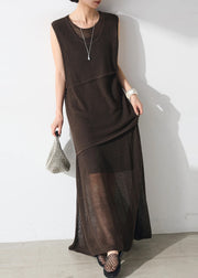 Women Chocolate Asymmetrical Tulle Two Piece Set Women Clothing Summer