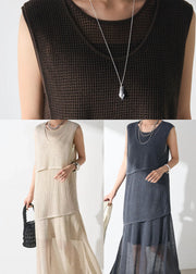 Women Chocolate Asymmetrical Tulle Two Piece Set Women Clothing Summer