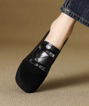 Women Chocolate Chunky Suede Bow Splicing Loafers